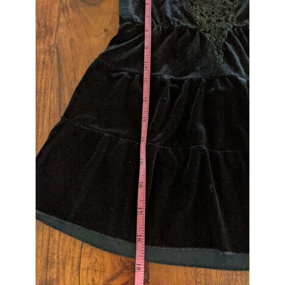 Vintage Rave 90s Black Velvet Lace Going Out Top Sz S Y2K Whimsigoth Witchy - Picture 8 of 8